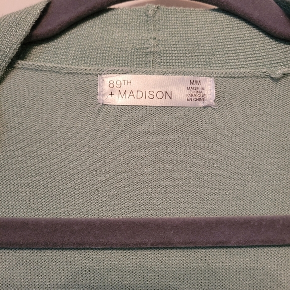 89th & Madison Sage Green Open Front Cardigan 3/4 Sleeve - M - Picture 3 of 5